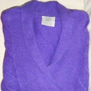 Vintage Silk Angora Pullover Purple Cable Sweater